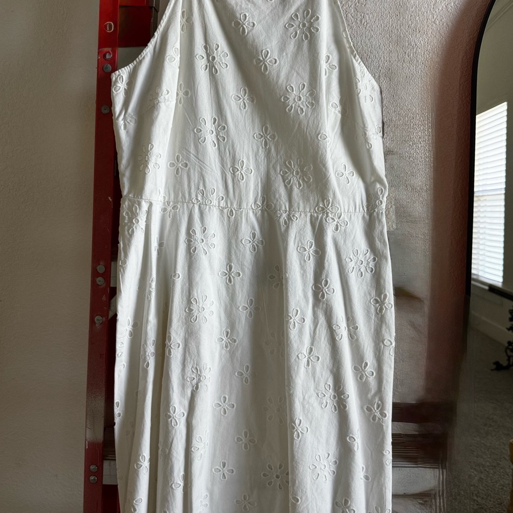 LOFT Cotton Eyelet Fit Flare Mini Dress in White